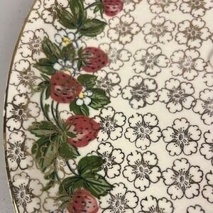 Strawberry Shenandoah Ware 22K Gold USA Pottery E-48-M Cake Plate Server Set VTG